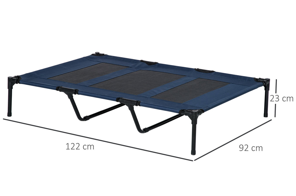 PawHut Fällbar Hundsäng för Utomhusbruk – Upphöjd liggdel – 122 x 92 x 23 cm