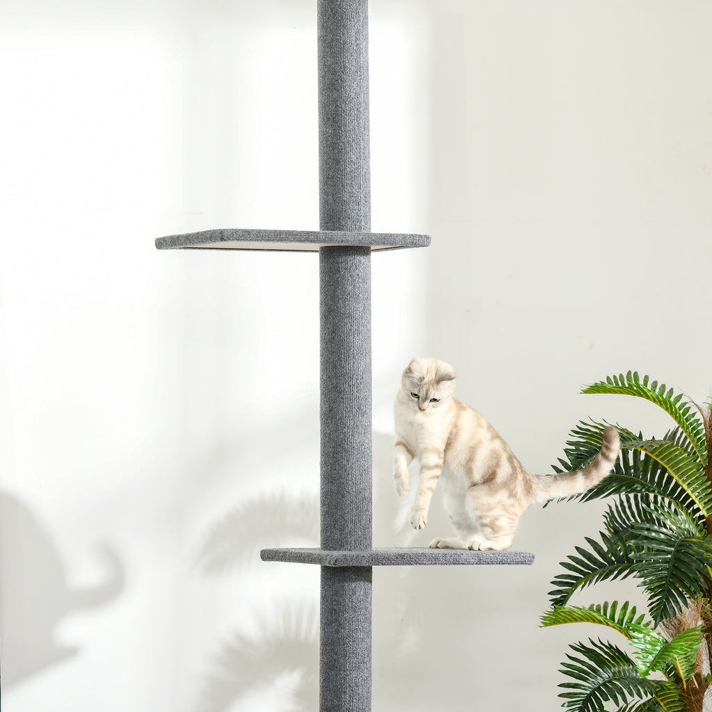 Takhögt klösträd med plattformar – Grå, 228–260 cm