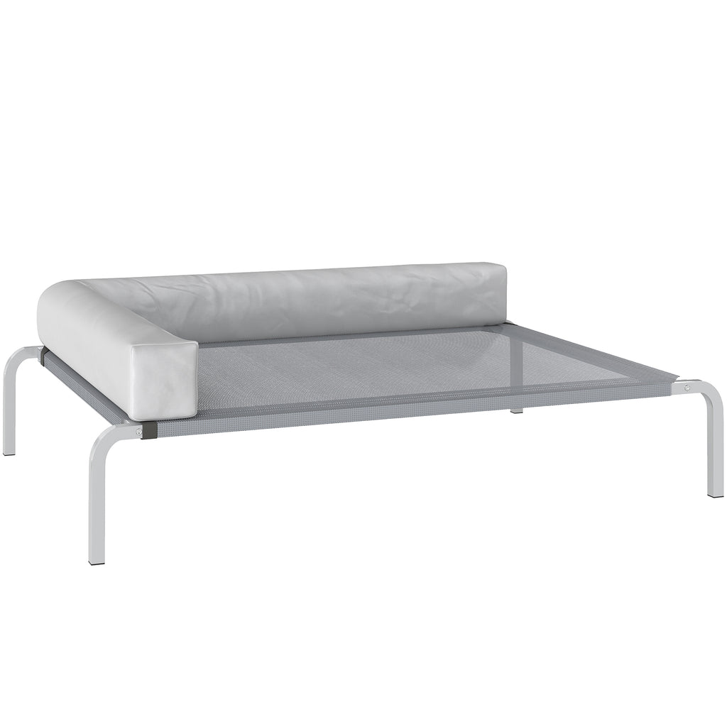 Upphöjd Hundsäng för Utomhusbruk med L-formad Kudde (Ljusgrå, 110x75 cm)