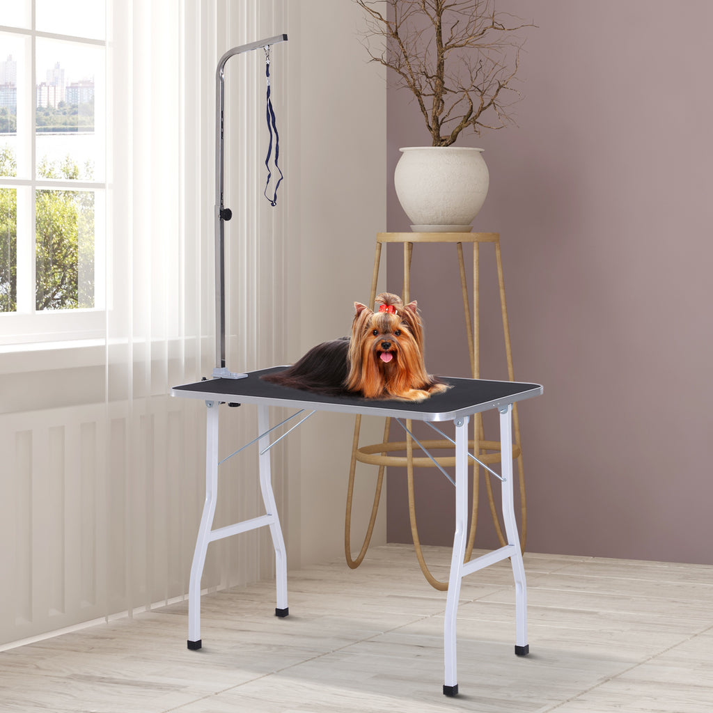 Professionellt Trimningsbord för Hundar – Hopfällbart med Justerbar Galge – Svart – 92 cm