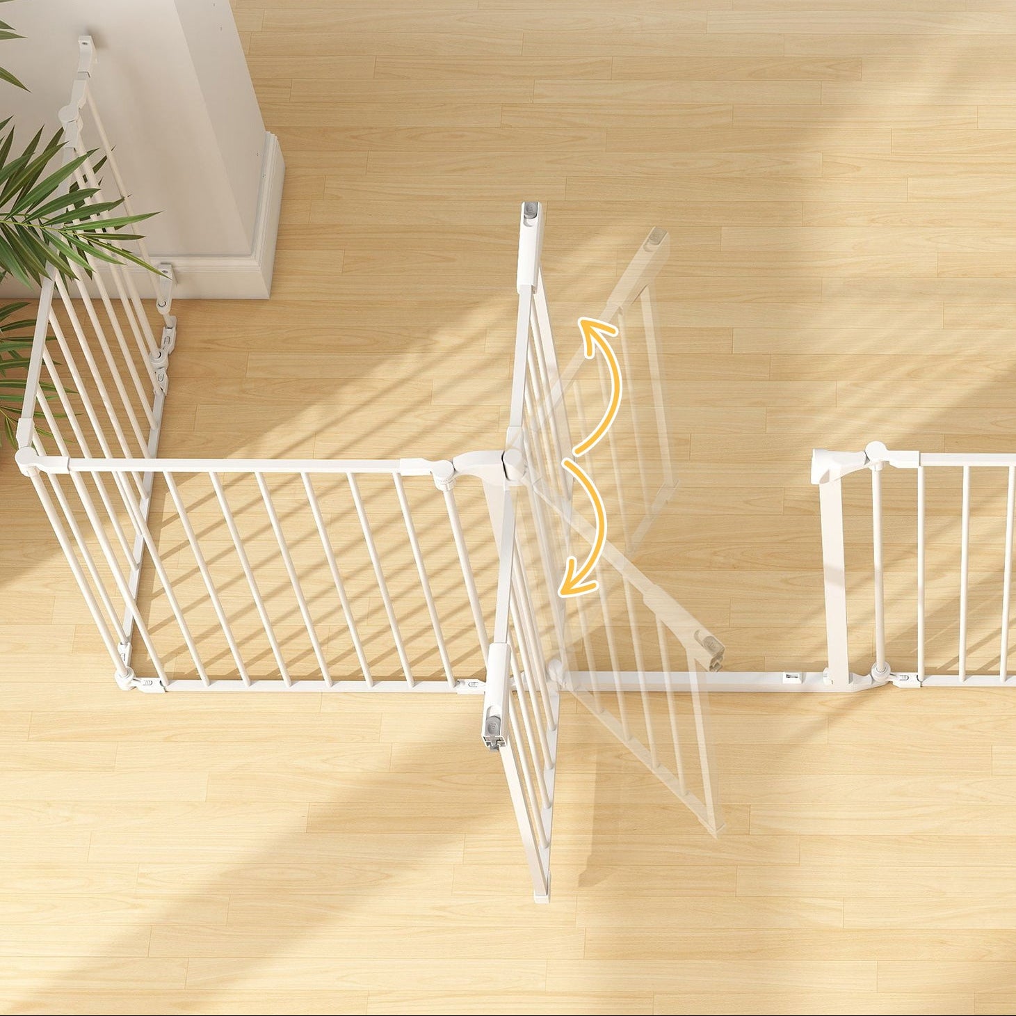 Hundhage & Säkerhetsgrind i 6 delar – Vikbar med Dörr (Vit, 75 cm)