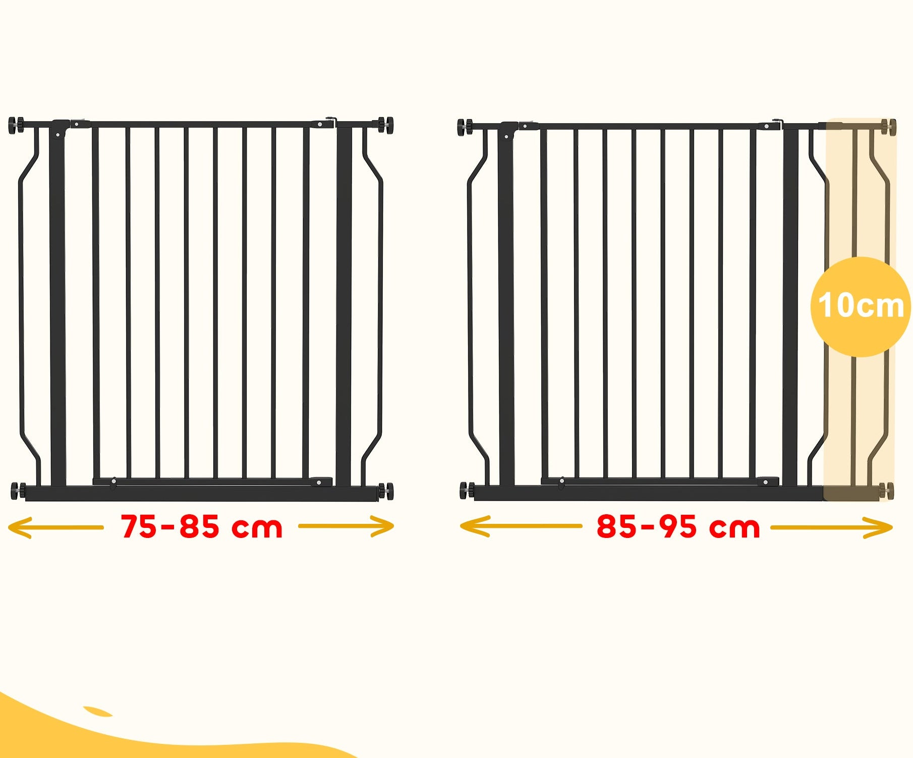 Säkerhetsgrind för Hundar, Justerbar 75-95 cm, Tryckmontering, Svart
