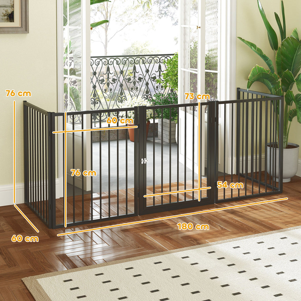 Multifunktionell Hundhage & Grind – 5 Paneler (Svart, 76 cm)