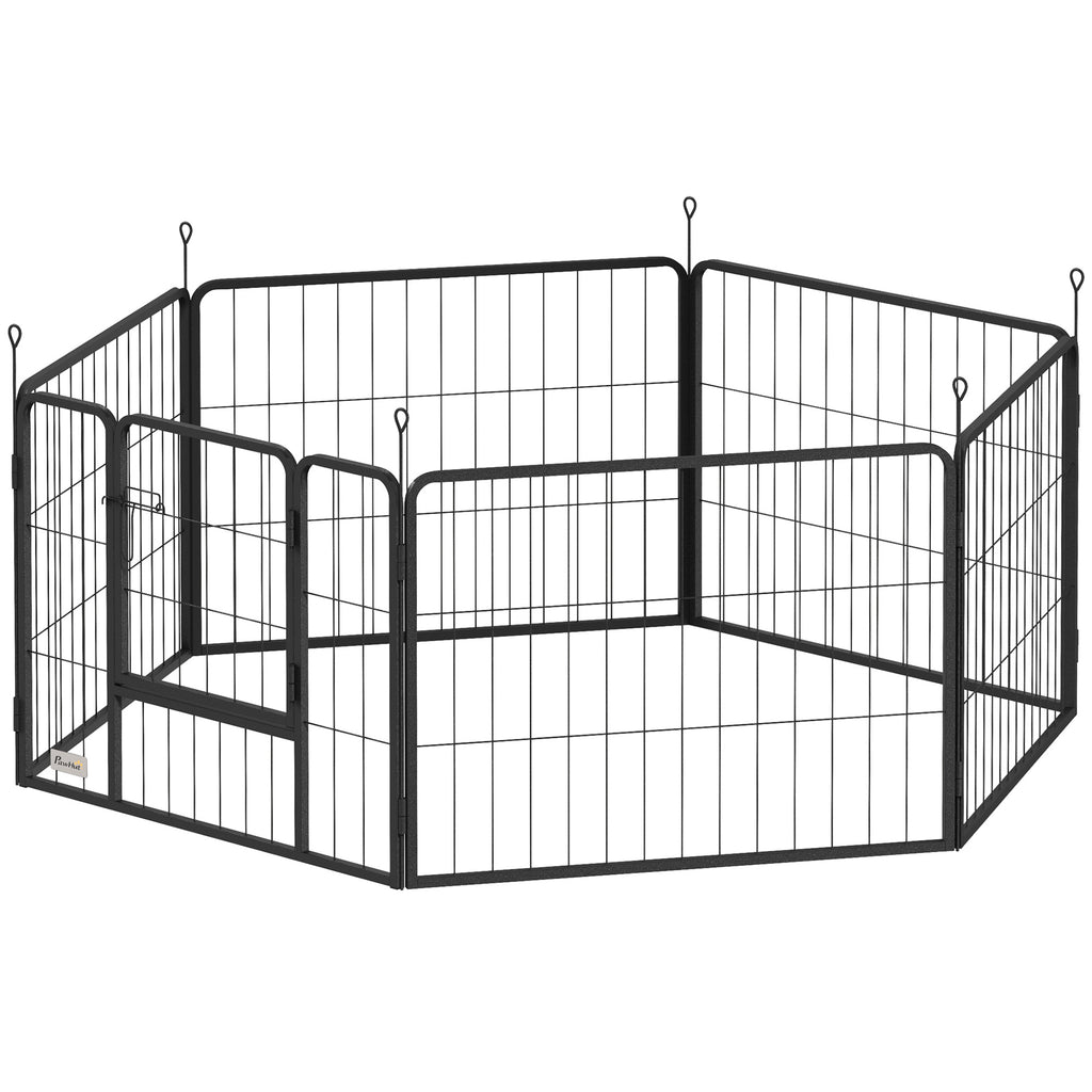 Hundhage / Valphage i Stål – 6 Paneler & Flexibel Design (Grå, 60 cm)
