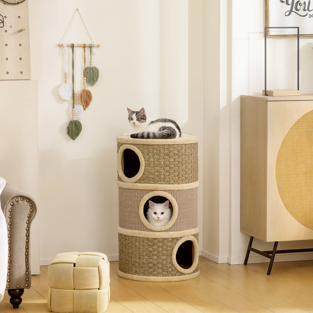 Stor klöstunna med 3 våningar, 79 cm hög – Ø 45 cm, Khaki/Brun