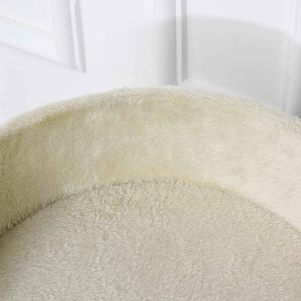 Kompakt klösträd med upphöjd kattbädd och leksak – Natur/Beige, 49 cm