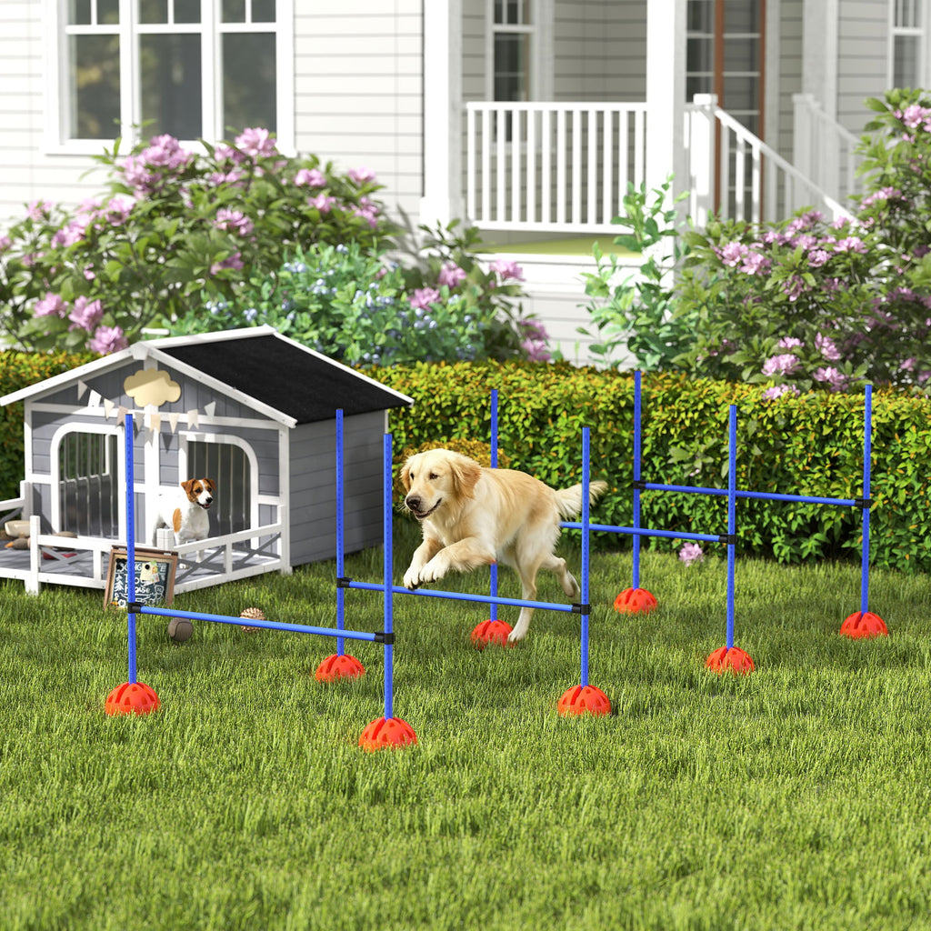 Agility-set för Hundar – 4 Justerbara Hopphinder med Stabila Baser