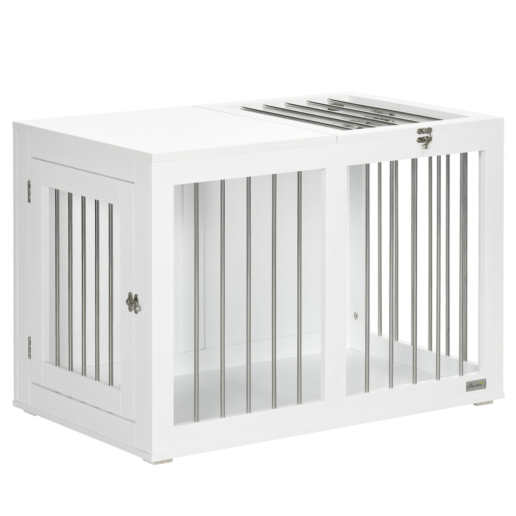 PawHut Modern Hundbur med Toppöppning – 80 x 50 x 56,5 cm – Vit