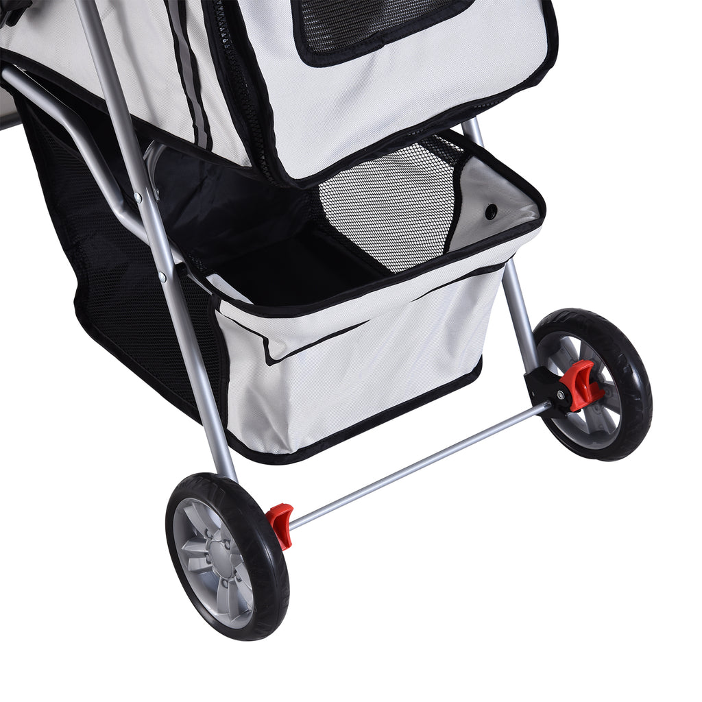 PawHut Hopfällbar Hundvagn – Silver – Upp till 10 kg