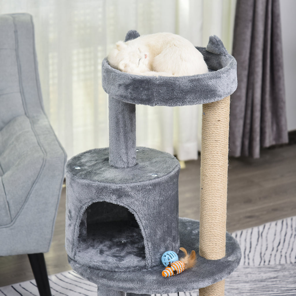 Lyxigt klösträd 104 cm med kattgrotta och lekfull design – Grå