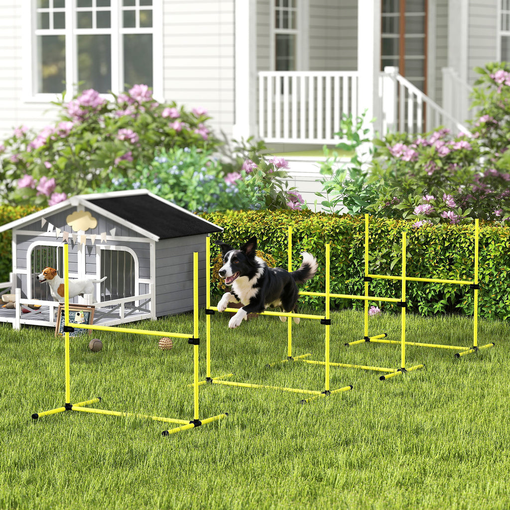 PawHut Agility-set för Hundar, Hinderbana med Hopphinder och Slalom, inkl. Bärväska, Gul