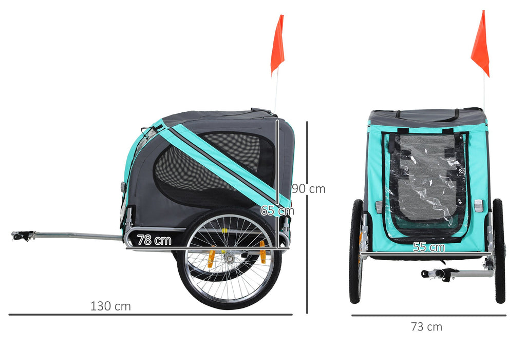 Hopfällbar Cykelvagn för Hundar – Grå/Grön – Upp till 30 kg