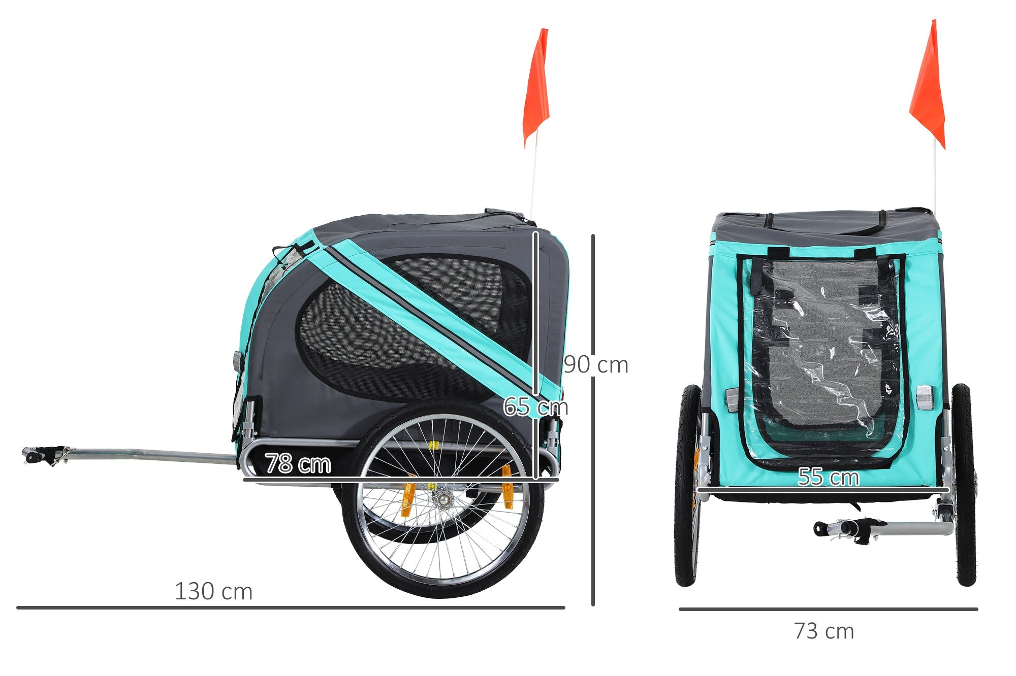 Hopfällbar Cykelvagn för Hundar – Grå/Grön – Upp till 30 kg