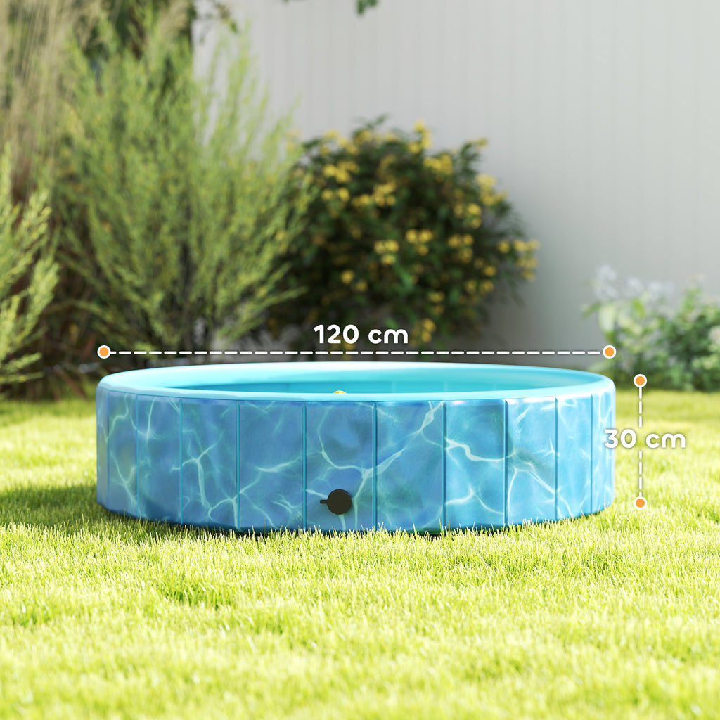 Hundpool med Inbyggd Fontän – Vikbar & Halkfri (Ø120 cm)