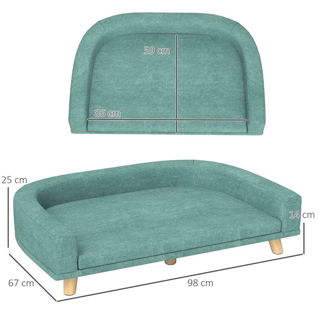 Elegant Hundsoffa med Tvättbar Dyna, Grön, 98x67x25 cm