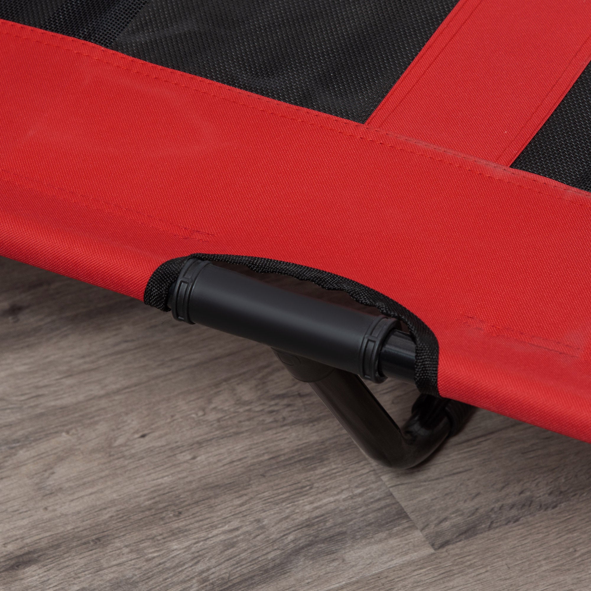 PawHut XXL Upphöjd Hundbädd med Transportväska – Röd/Svart – 122 x 92 cm