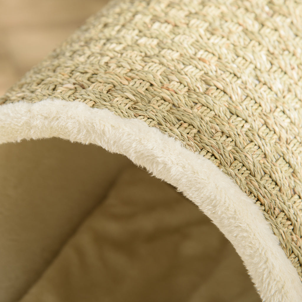 Kattgrotta med klösyta och dyna – Natur/Beige, 43 cm