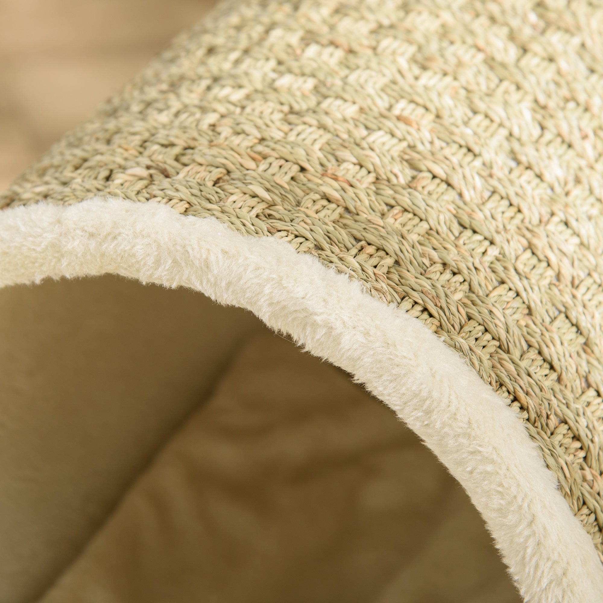 Kattgrotta med klösyta och dyna – Natur/Beige, 43 cm