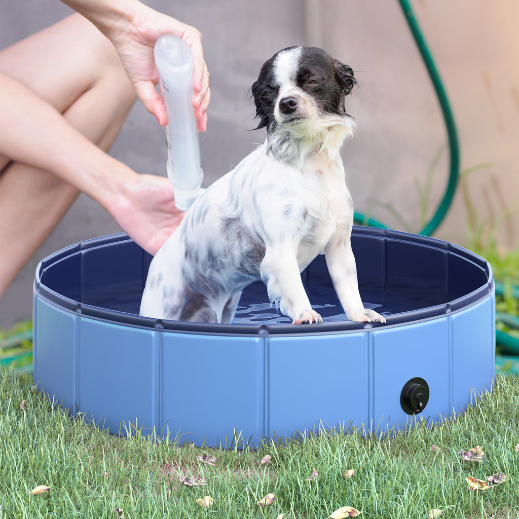 PawHut Hopfällbar Hundpool för Små Hundar – Blå – 80 x 20 cm
