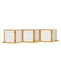 PawHut Justerbart Hundstaket i Massiv Furu – 6 Paneler – Gul – 432 cm