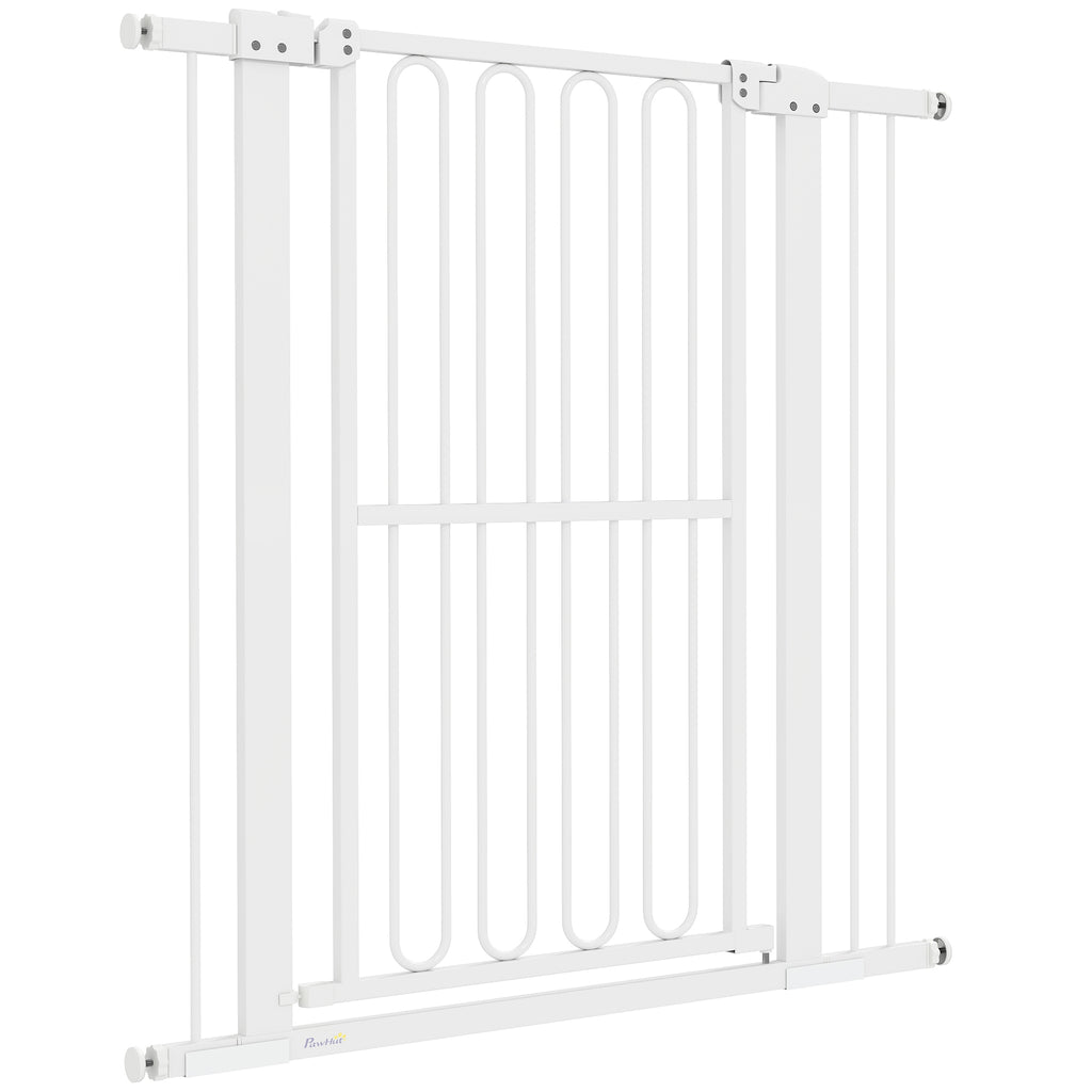 Extra Hög Hundgrind – Justerbar 76–104 cm (Vit, Utan Borrning)