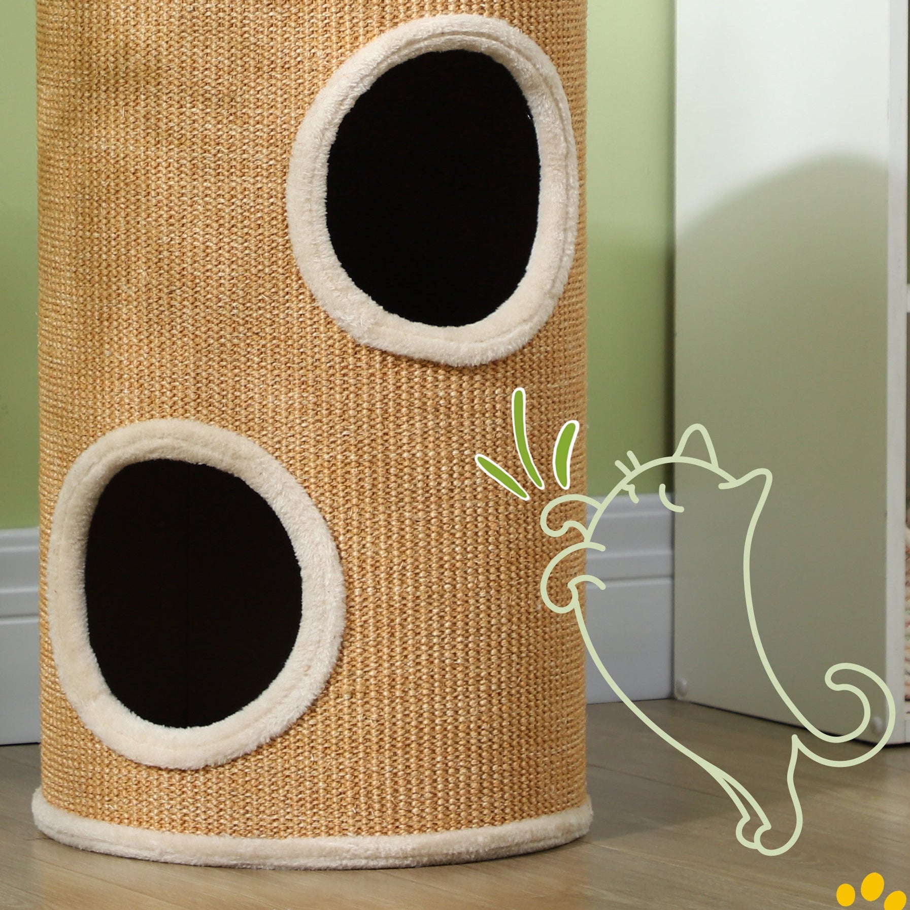Klöstunna med två våningar och mjuk plysch – Brun/Beige, 60 cm