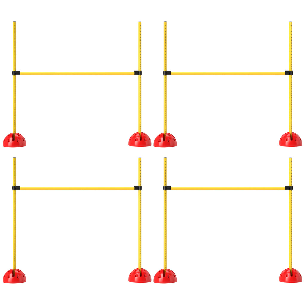 Agility-set för Hundar – 4 Justerbara Hopphinder med Stabila Baser (Gul/Orange)