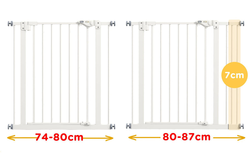 Säkerhetsgrind för Hundar och Husdjur, Justerbar 74-87 cm, Vit Metall