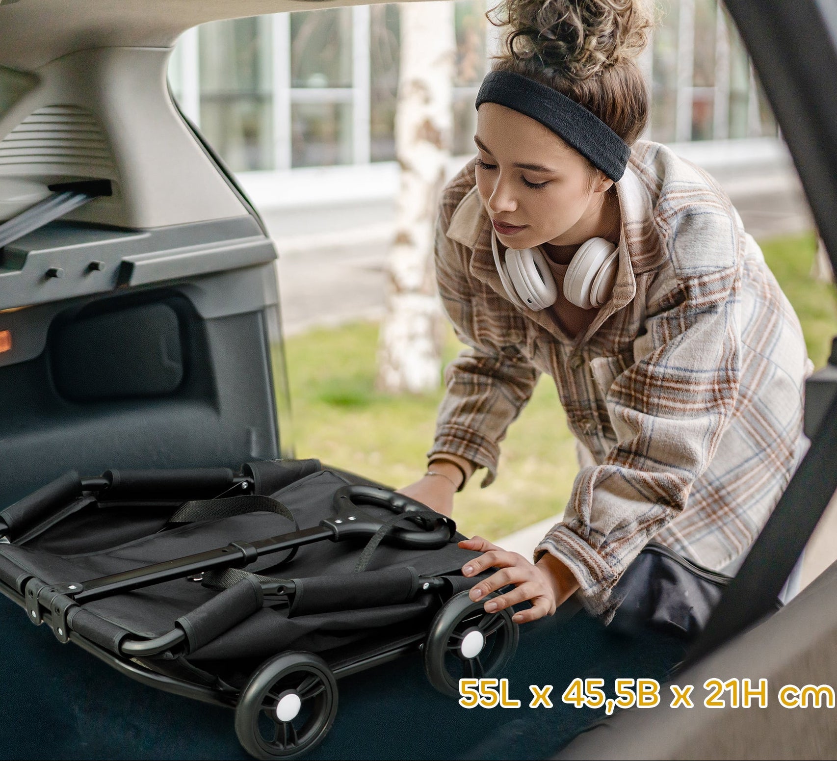 Hundvagn för Dvärghundar & Katter – Ihopfällbar med Justerbart Handtag (Svart, Max 4 kg)