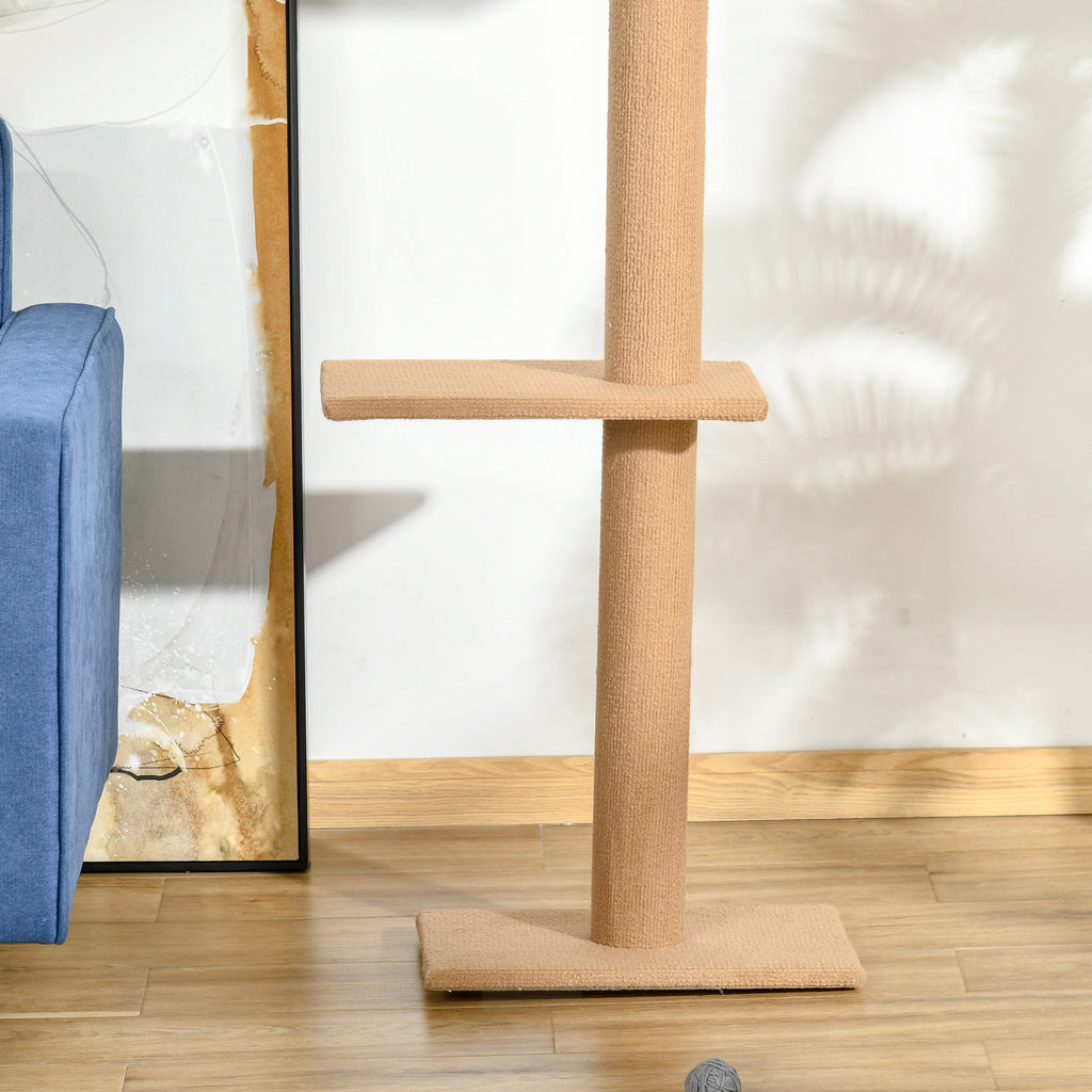 Takhögt klösträd med 4 plattformar – Ljusbrun, 228–260 cm