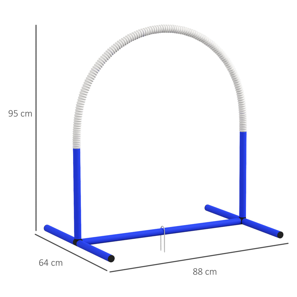 PawHut Agility-set för Hundar, 4 Bågar för Hinderbana, inkl. Bärväska, Blå/Vit