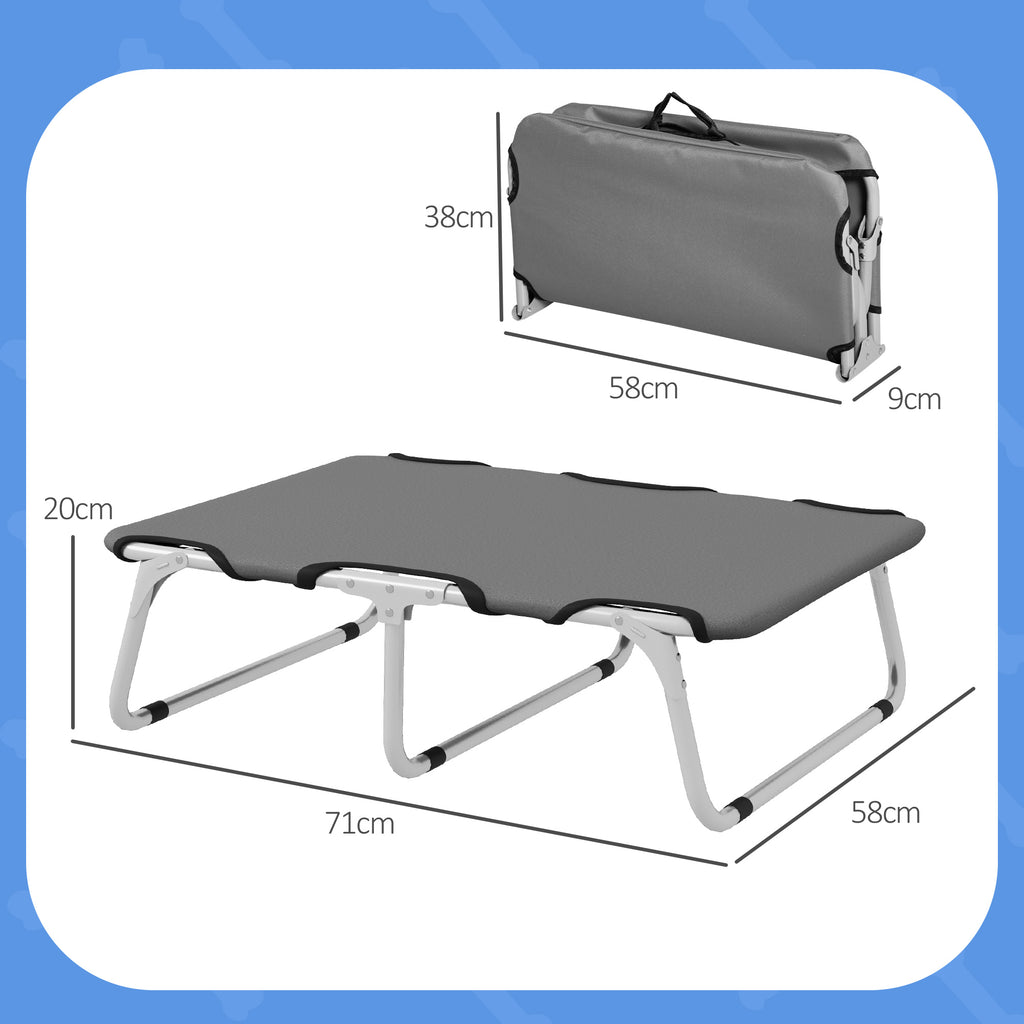Hopfällbar Hundsäng för Resor och Utomhusbruk, Grå, upp till 10 kg, 71x58x20 cm