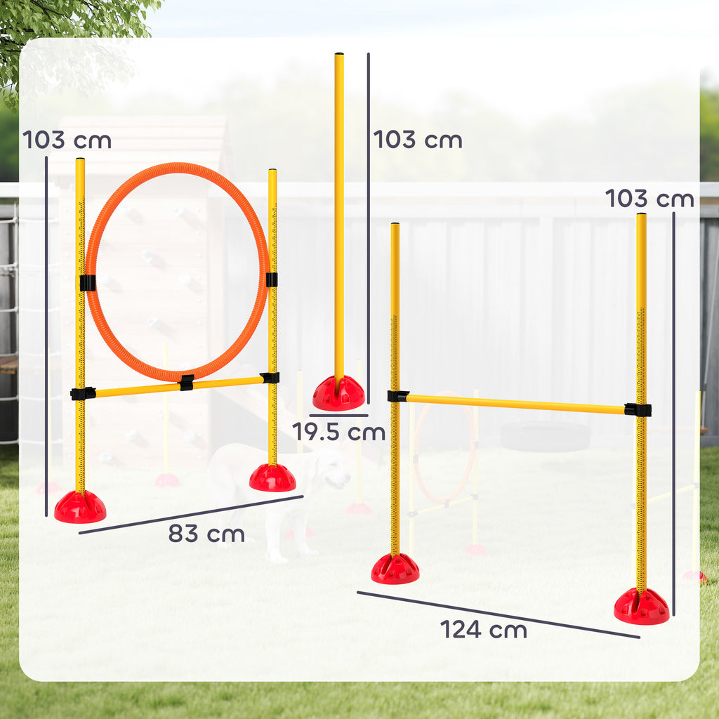 Agility-set för Hundar – 3 Delar med Påfyllningsbara Baser (Gul/Orange)