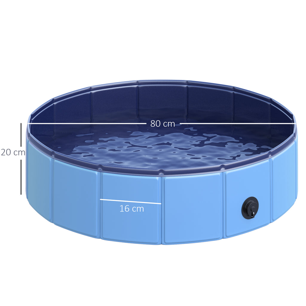 PawHut Hopfällbar Hundpool för Små Hundar – Blå – 80 x 20 cm