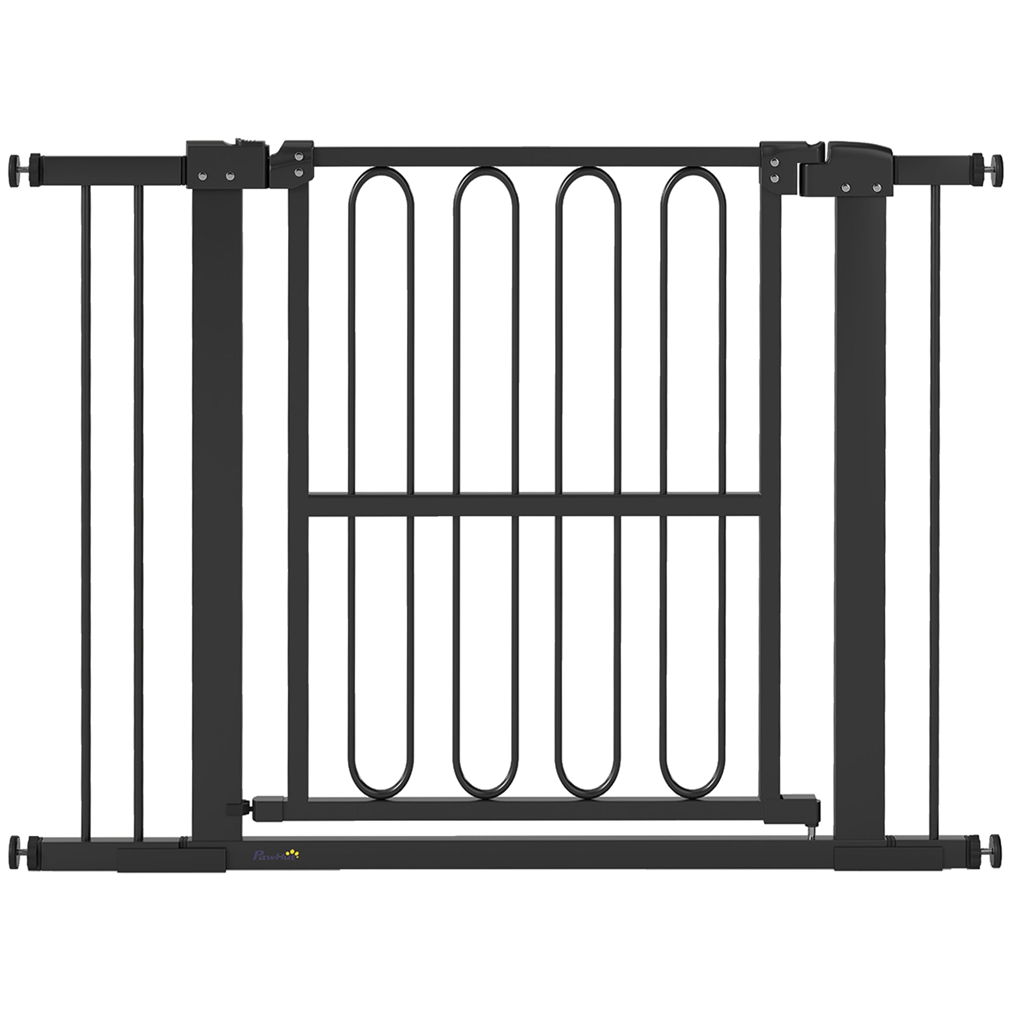 Svart hundgrind 76-104 cm – Stabil grind för trappor och dörröppningar utan borrning