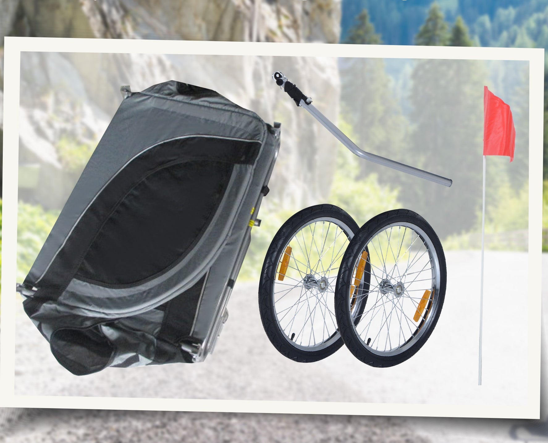 Hopfällbar Cykelvagn för Hundar – Grå/Svart – Max 30 kg