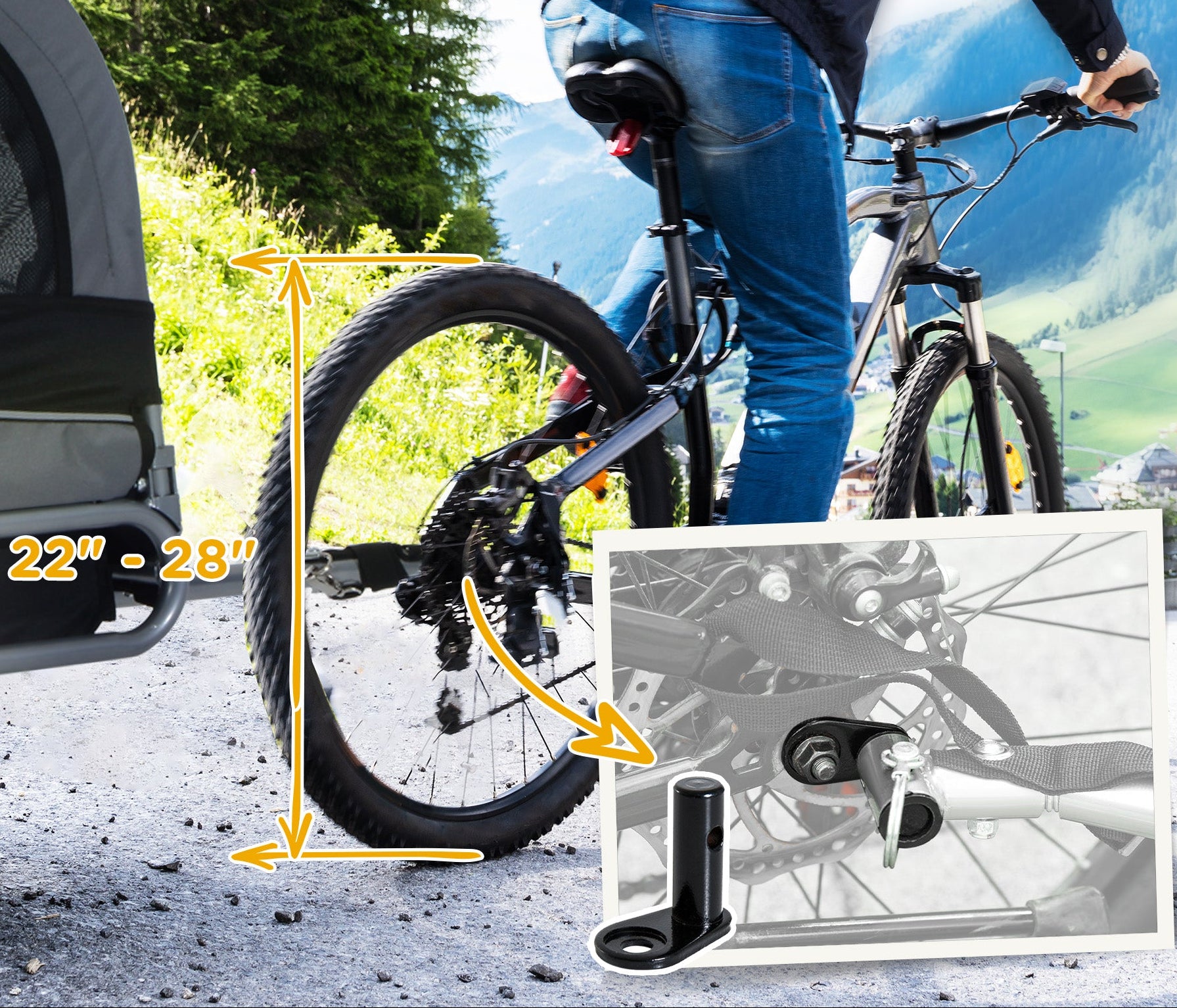 Hopfällbar Cykelvagn för Hundar – Grå/Svart – Max 30 kg