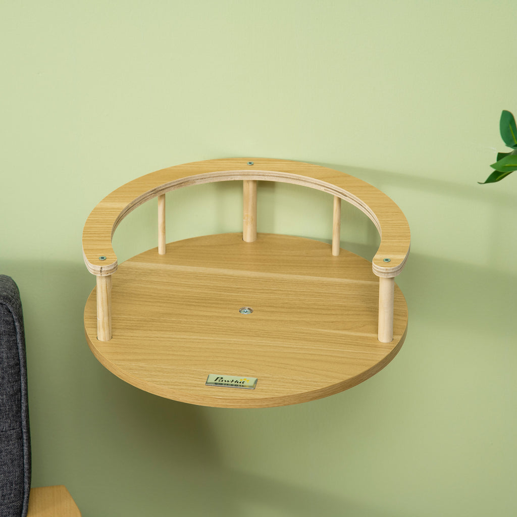 Vägghängd kattbädd med skyddskant – Ek/Cremevit