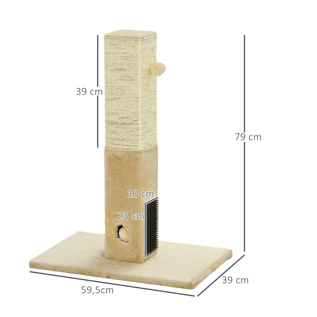 Robust klöspelare med massageborstar och leksaker – Beige, 79 cm