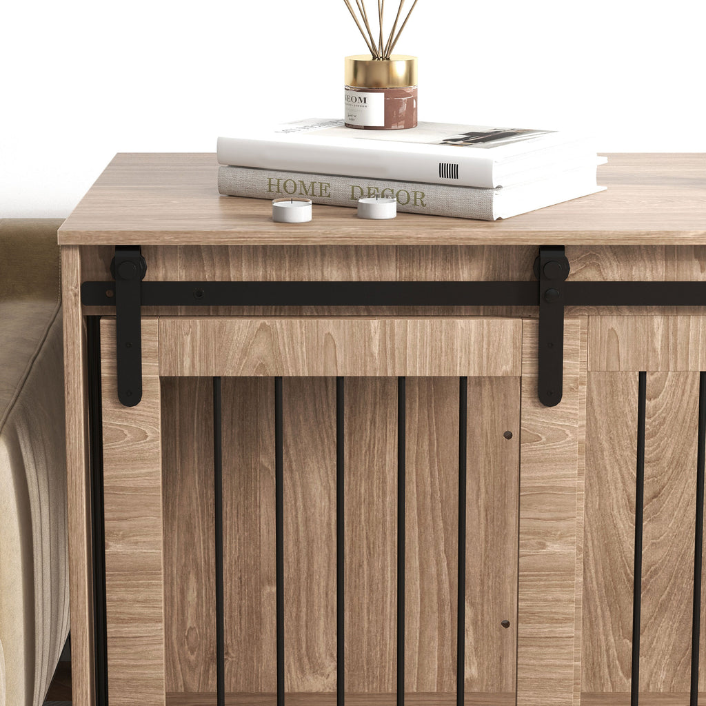 Modern Hundbur i Möbelstil – Rustik Design, Valnöt/Svart, 98x58x61 cm
