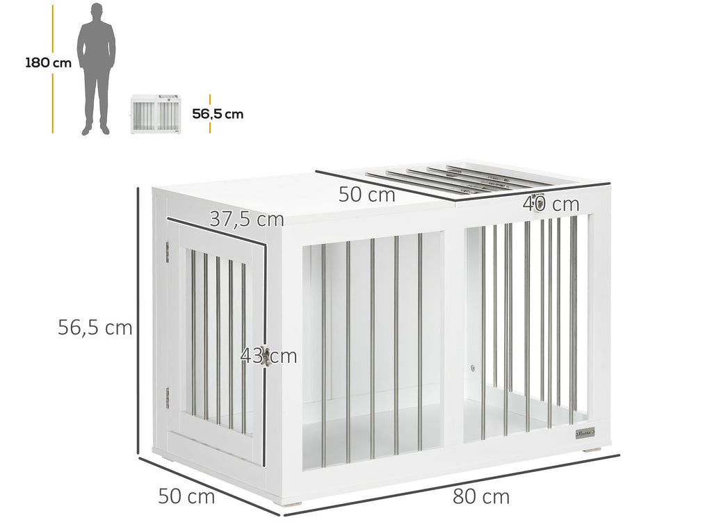PawHut Modern Hundbur med Toppöppning – 80 x 50 x 56,5 cm – Vit