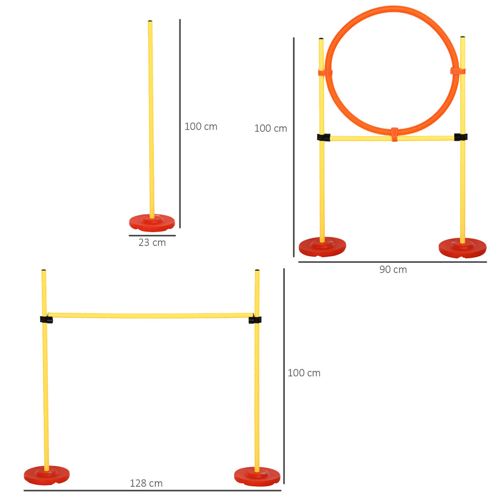 3-i-1 Agilityset för Hundar – Hoppring, Slalom & Hinder – Gult