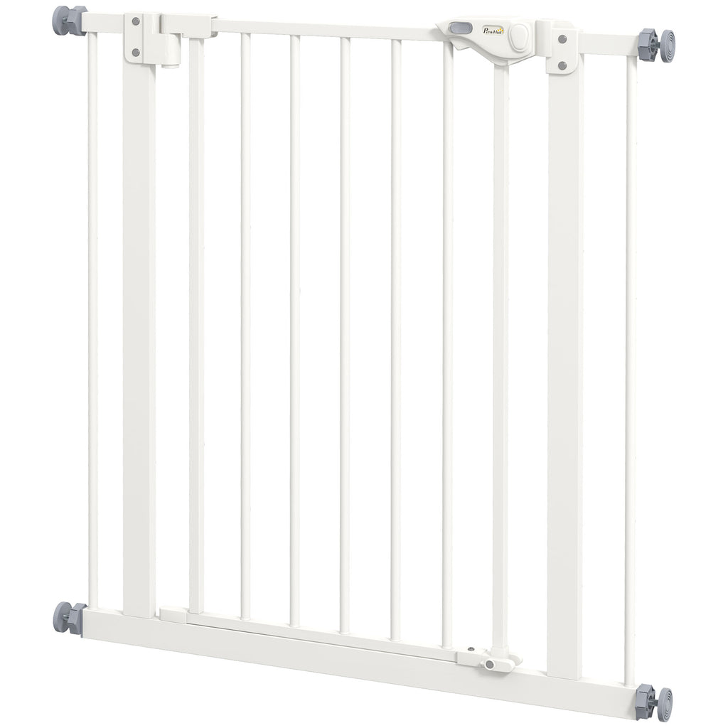Säkerhetsgrind för Hundar och Husdjur, Vit Metall, 74-80 cm