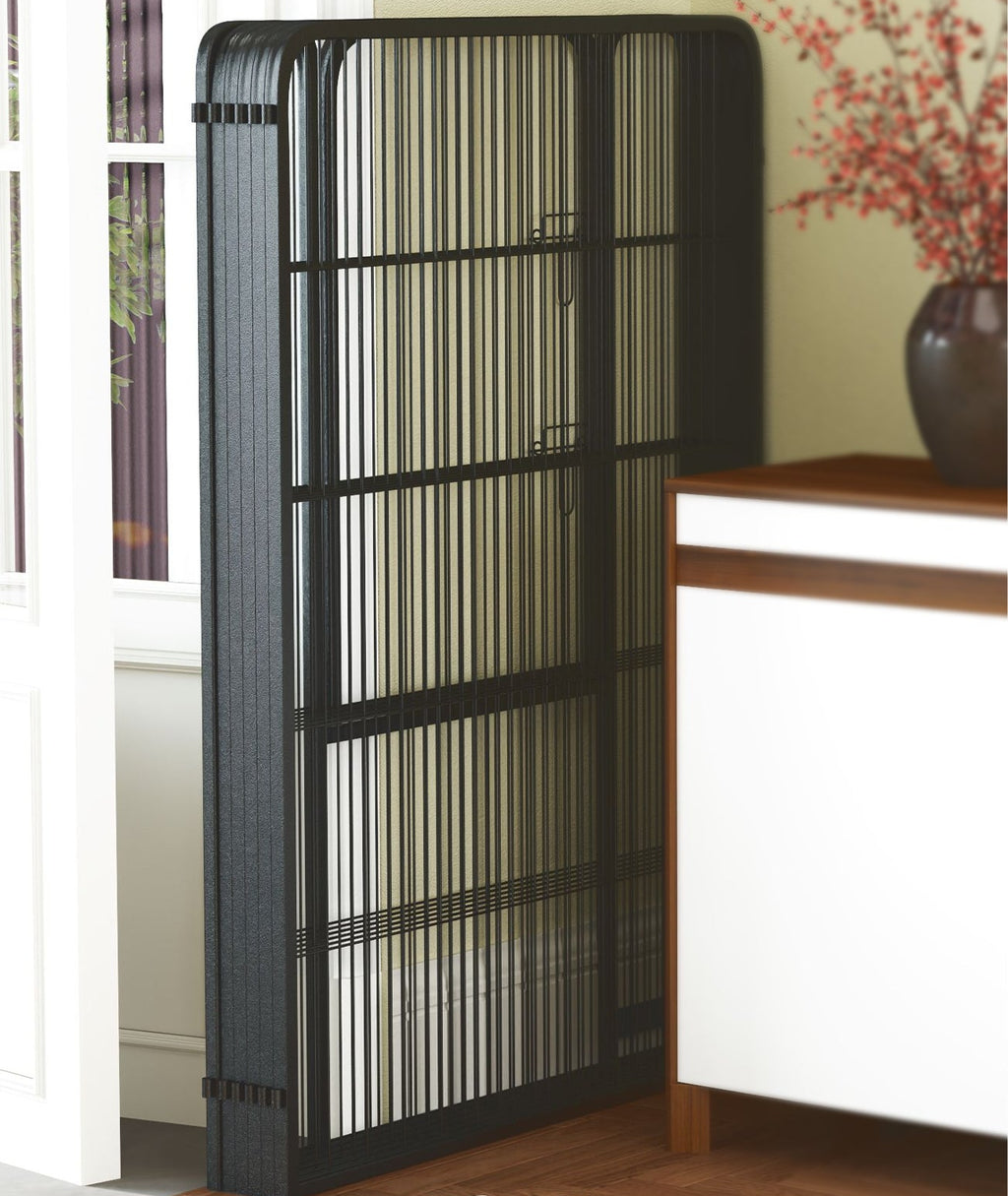 Robust Hundhage i Stål – 6 Paneler & Flexibel Design (Svart, 100 cm)