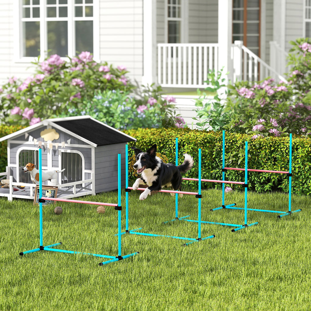 Ljusblått agility-hinder för hundar – Justerbart hopphinder för träning utomhus och inomhus