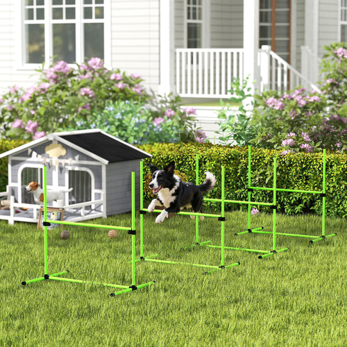 Grönt agility-hinder för hundar – Justerbart hopphinder för träning utomhus och inomhus