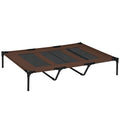 PawHut XXL Upphöjd Hundbädd med Transportväska – Kaffe/Svart – 122 x 92 cm