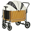 Hundvagn & Transportkärra – Ihopfällbar för Stora Hundar (Brun/Beige, Max 30 kg)