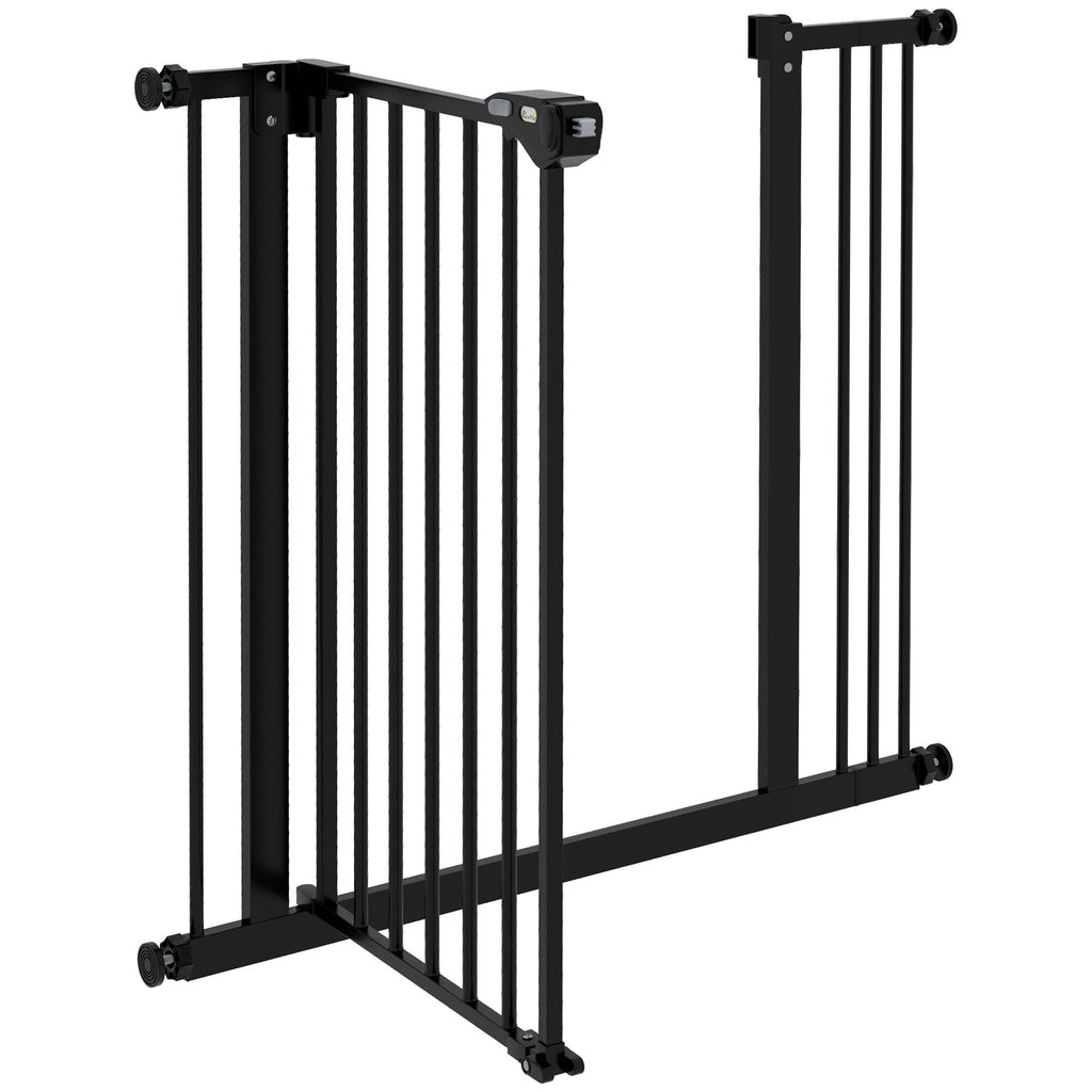 Säkerhetsgrind för Hundar och Husdjur, Justerbar 74-87 cm, Svart Metall