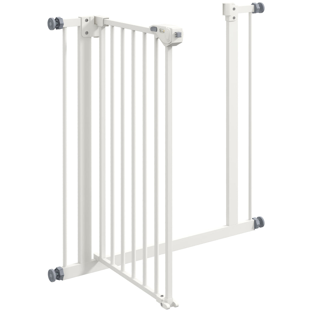 Säkerhetsgrind för Hundar och Husdjur, Vit Metall, 74-80 cm